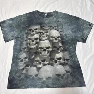 Skull Piles 2005 David Penfound Design Style Horror T Shirt Tie Dye Large
